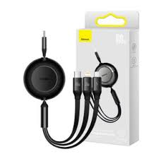 BASEUS 3 EN 1 BRIGHT MIRROR SERIE 2 RETRACTABLE USB-C TO M L C  100W